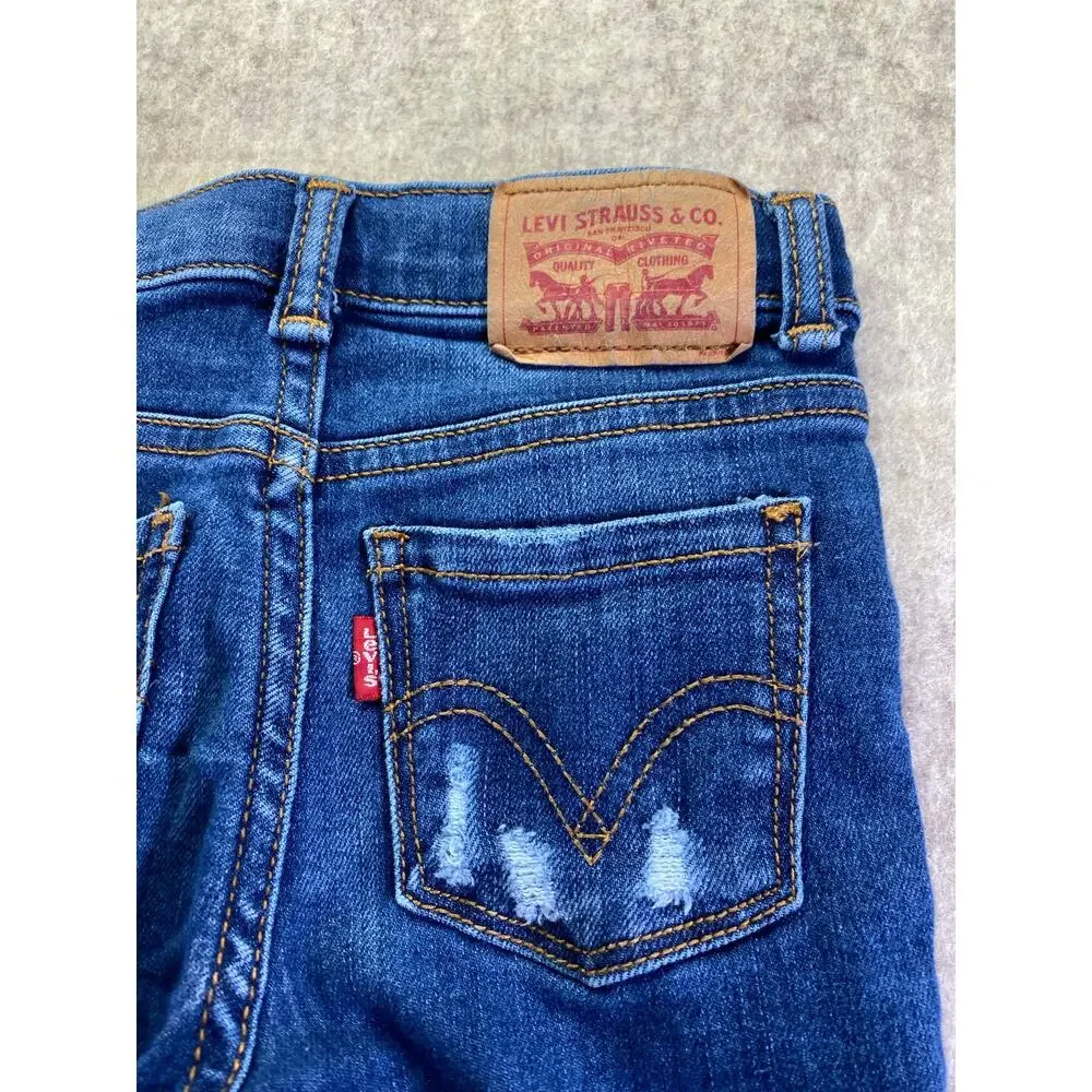 Levi's 720 Girls' High-Rise Super Skinny Distressed Blue Jeans Size XS 4/5